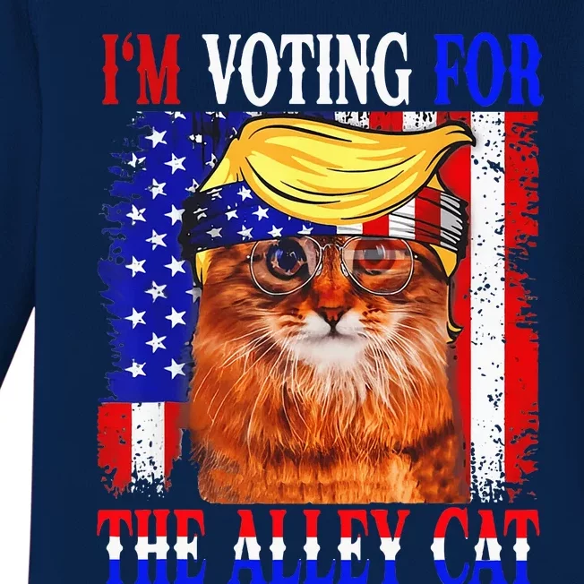 Trump 2024 IM Voting For The Alley Cat Republican Election Baby Long Sleeve Bodysuit