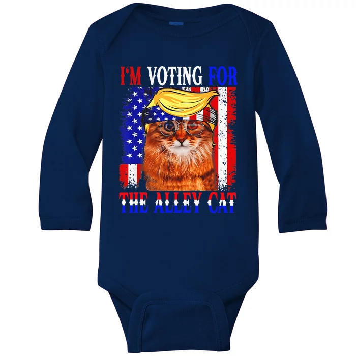 Trump 2024 IM Voting For The Alley Cat Republican Election Baby Long Sleeve Bodysuit