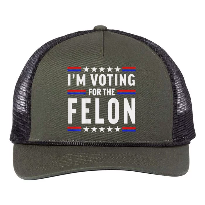 Trump 2024 IM Voting For The Felon Front And Back Retro Rope Trucker Hat Cap