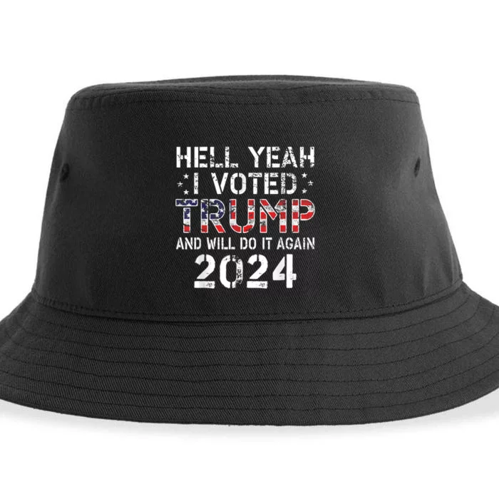 Trump 2024 I Voted Trump Flag Tee Maga Usa Flag Trump 2024 Sustainable Bucket Hat