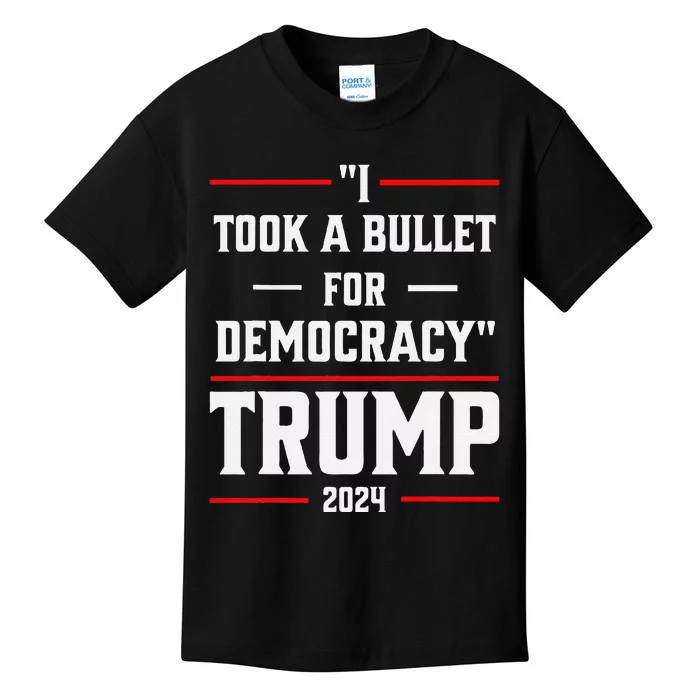 Trump 2024 I Took A Bullet For Democracy Kids T-Shirt