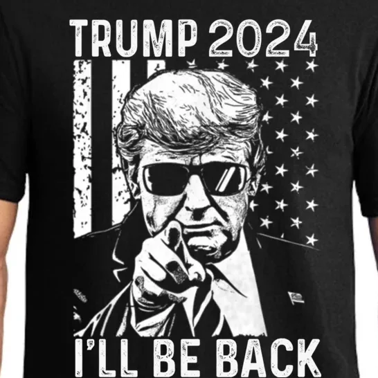 Trump 2024 Ill Be Back American Flag 4th Of July Pajama Set