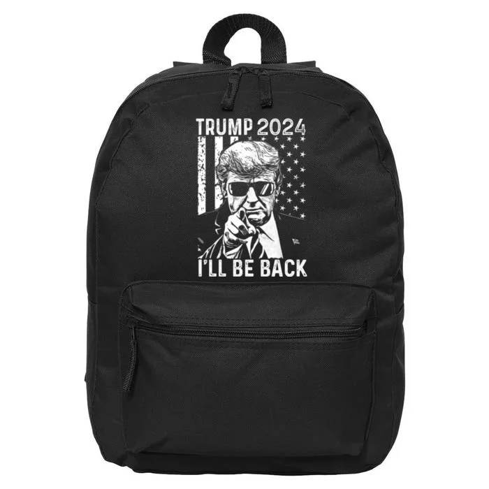 Trump 2024 Ill Be Back American Flag 4th Of July 16 in Basic Backpack