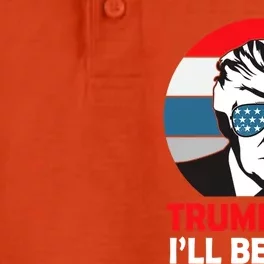 Trump 2024 Ill Be Back American Flag 4th Of July Dry Zone Grid Performance Polo