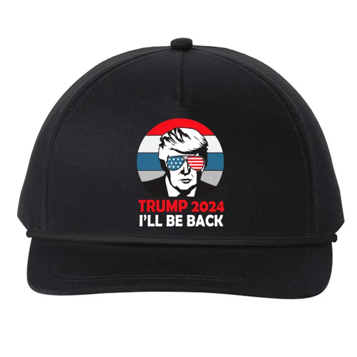 Trump 2024 Ill Be Back American Flag 4th Of July Snapback Five-Panel Rope Hat