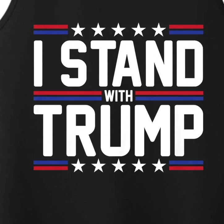 Trump 2024 I Stand With Trump American Flag Usa Trump Supporter Performance Tank