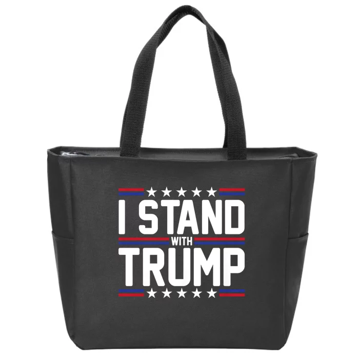 Trump 2024 I Stand With Trump American Flag Usa Trump Supporter Zip Tote Bag