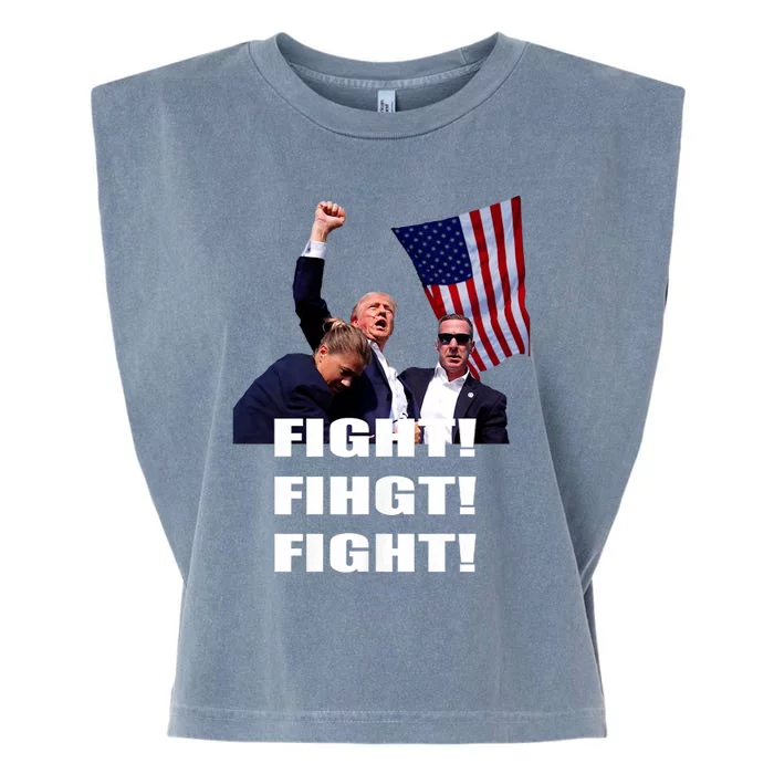 Trump 2024 I Fully Endorse President Trump Fight Fight Fight Garment-Dyed Women's Muscle Tee