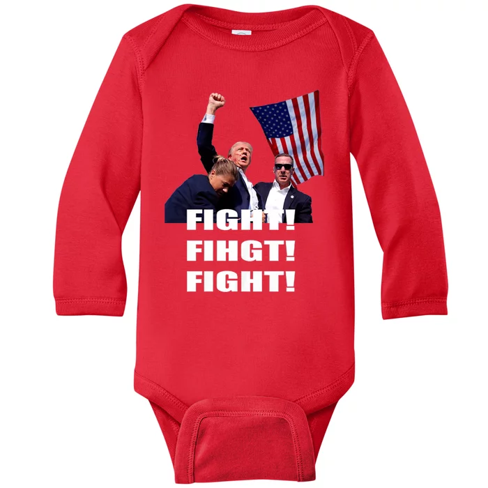 Trump 2024 I Fully Endorse President Trump Fight Fight Fight Baby Long Sleeve Bodysuit