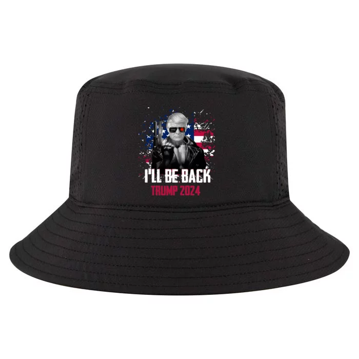 Trump 2024 Ill Be Back American Flag 4th Of July Cool Comfort Performance Bucket Hat