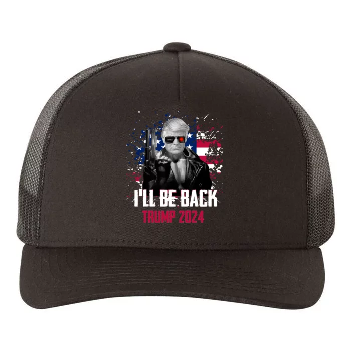 Trump 2024 Ill Be Back American Flag 4th Of July Yupoong Adult 5-Panel Trucker Hat