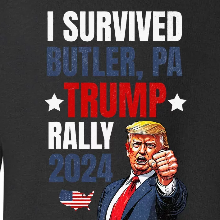 Trump 2024 I Survived Trump Rally Butler Pa Shooting Ear Toddler Sweatshirt