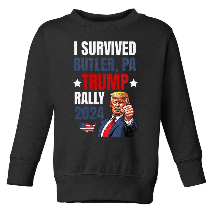 Trump 2024 I Survived Trump Rally Butler Pa Shooting Ear Toddler Sweatshirt