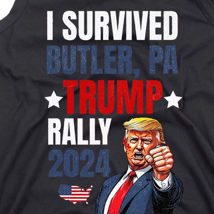 Trump 2024 I Survived Trump Rally Butler Pa Shooting Ear Tank Top