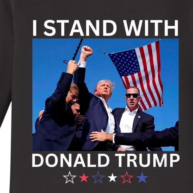 Trump 2024 I Stand With Donald Trump After Shooting At Rally Baby Long Sleeve Bodysuit