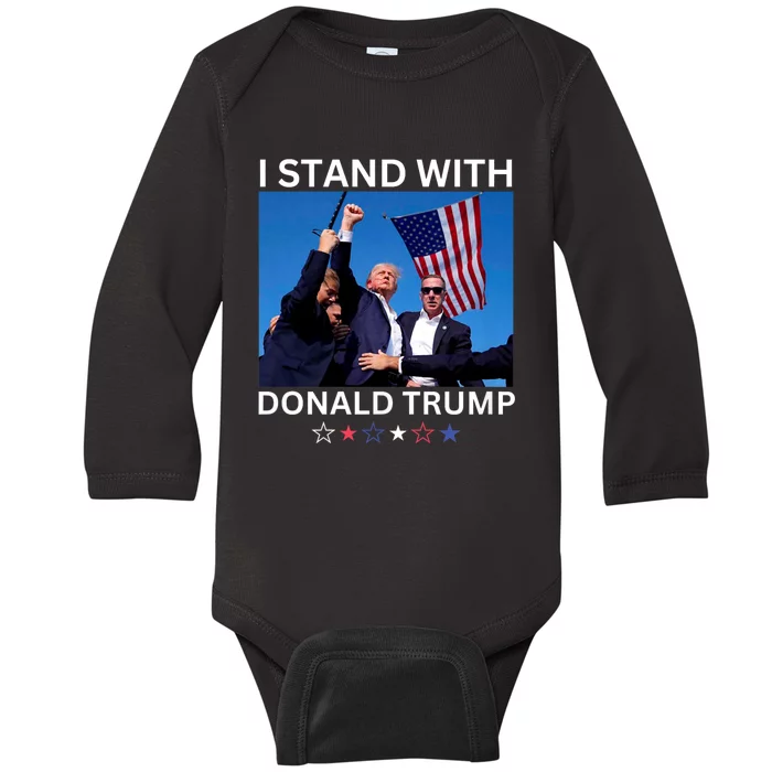 Trump 2024 I Stand With Donald Trump After Shooting At Rally Baby Long Sleeve Bodysuit