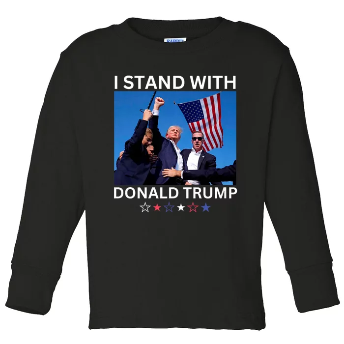 Trump 2024 I Stand With Donald Trump After Shooting At Rally Toddler Long Sleeve Shirt