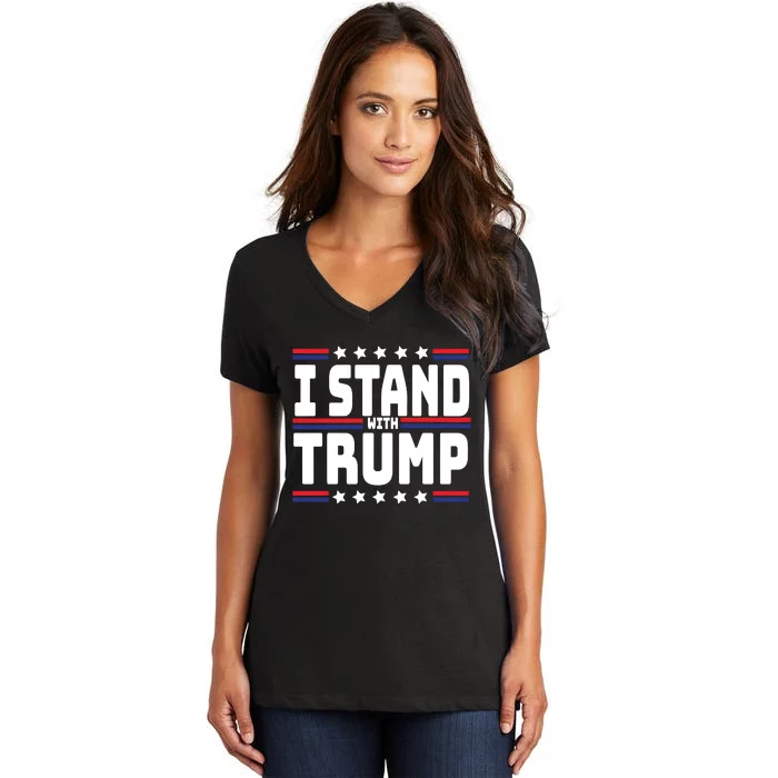 Trump 2024 I Stand With Trump Maga Support Trump President Election Women's V-Neck T-Shirt