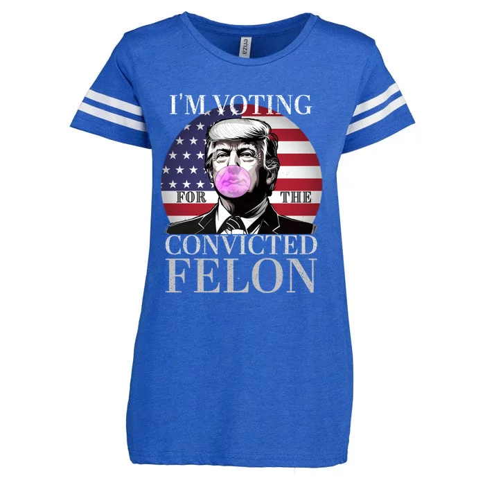 Trump 2024 IM Voting For The Convicted Felon Funny Gift Enza Ladies Jersey Football T-Shirt