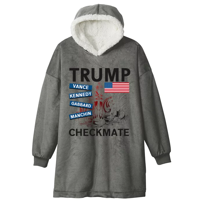 Trump 2024 Joe Manchin Kennedy Gabbard Checkmate Hooded Wearable Blanket