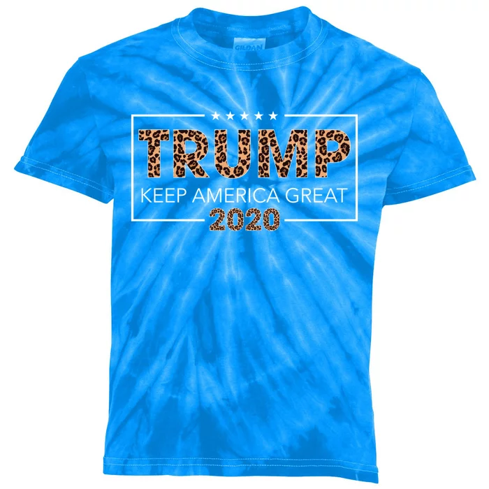 Trump 2020 Keep America Great Leopard Print Gift Gift Kids Tie-Dye T-Shirt