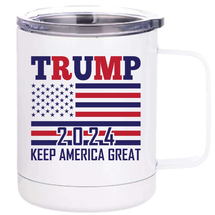 Trump 2024 Keep America Great Front & Back 12oz Stainless Steel Tumbler Cup