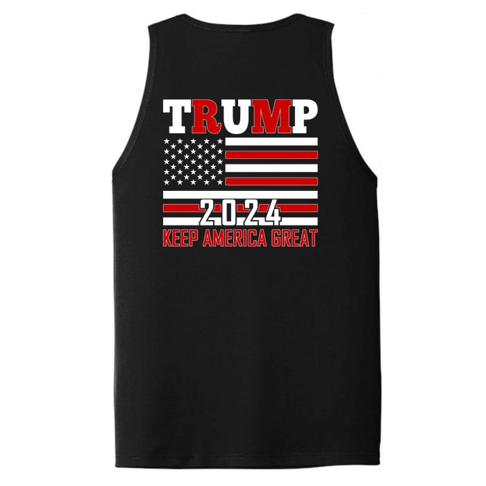 Trump 2024 Keep America Great Usa Flag Front And Back Front & Back Performance Tank