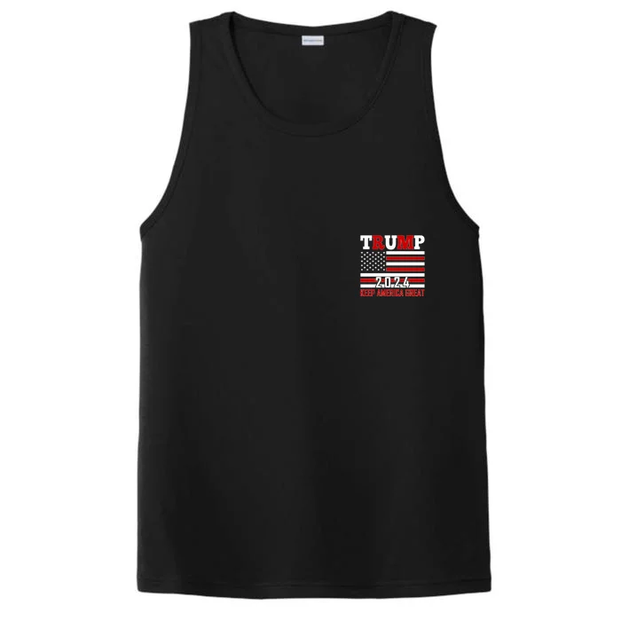 Trump 2024 Keep America Great Usa Flag Front And Back Front & Back Performance Tank