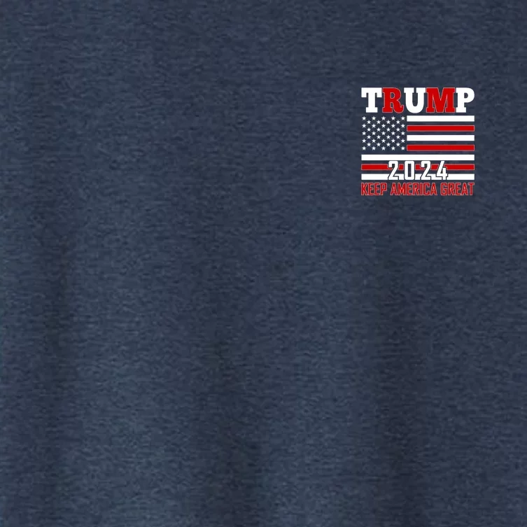 Trump 2024 Keep America Great Usa Flag Front And Back Front & Back Women's Crop Top Tee