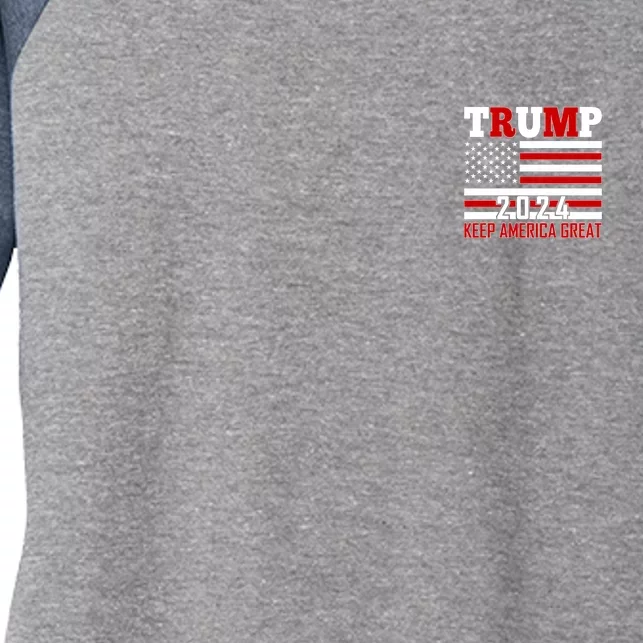 Trump 2024 Keep America Great Usa Flag Front And Back Front & Back Women's Tri-Blend 3/4-Sleeve Raglan Shirt