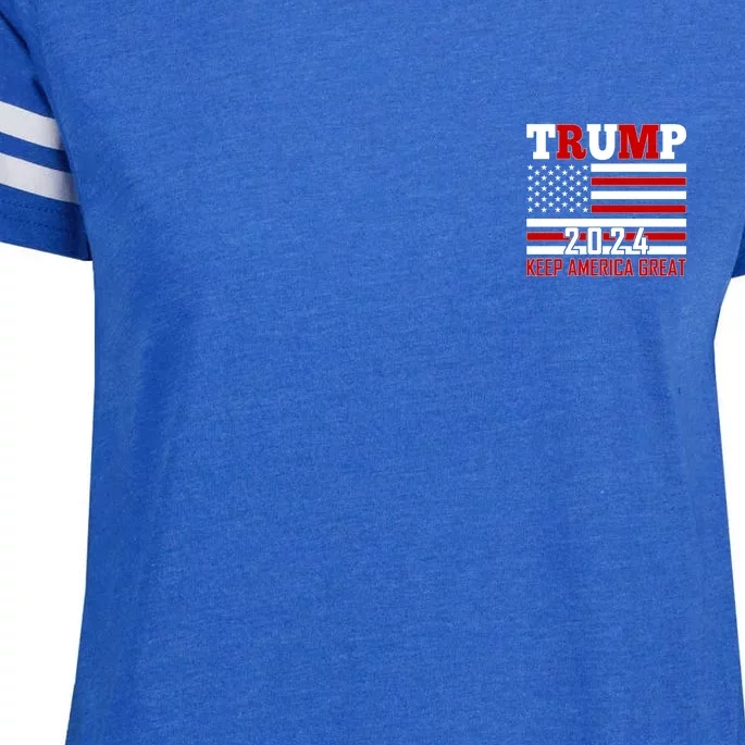 Trump 2024 Keep America Great Usa Flag Front And Back Front & Back Enza Ladies Jersey Football T-Shirt