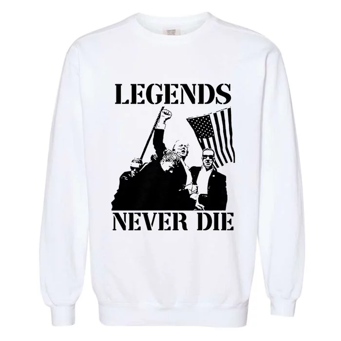 Trump 2024 Legends Never Die Trump 2024 Pennsylvania Rally Patriot Garment-Dyed Sweatshirt