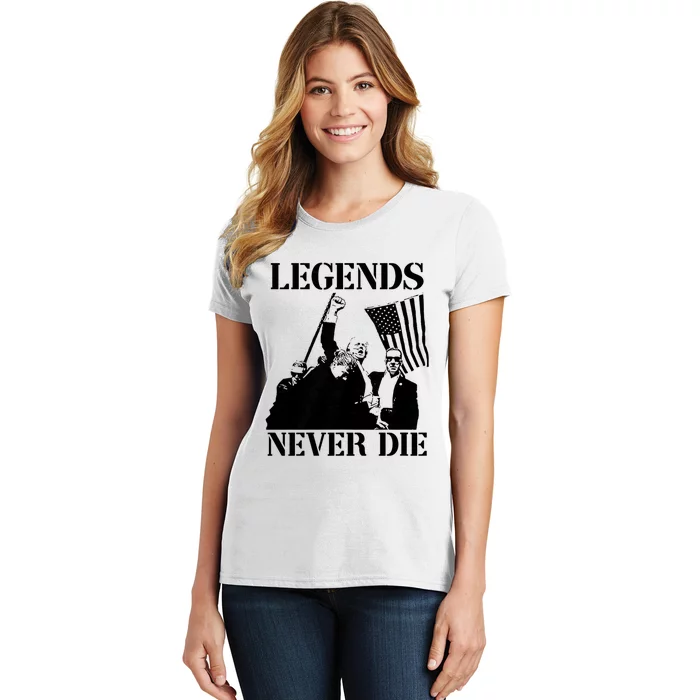 Trump 2024 Legends Never Die Trump 2024 Pennsylvania Rally Patriot Women's T-Shirt