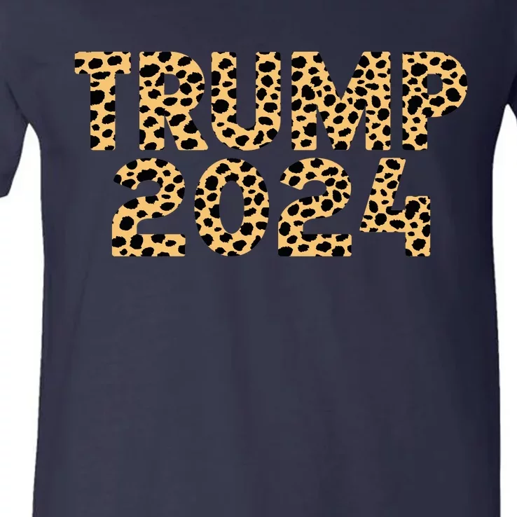 Trump 2024 Leopard Design V-Neck T-Shirt