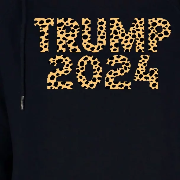 Trump 2024 Leopard Design Womens Funnel Neck Pullover Hood