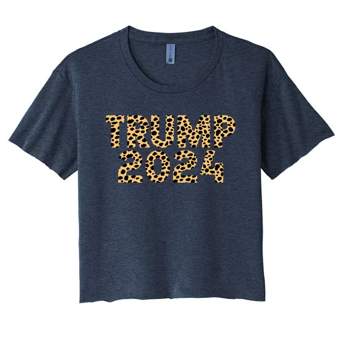 Trump 2024 Leopard Design Women's Crop Top Tee