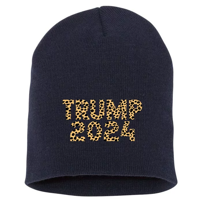 Trump 2024 Leopard Design Short Acrylic Beanie