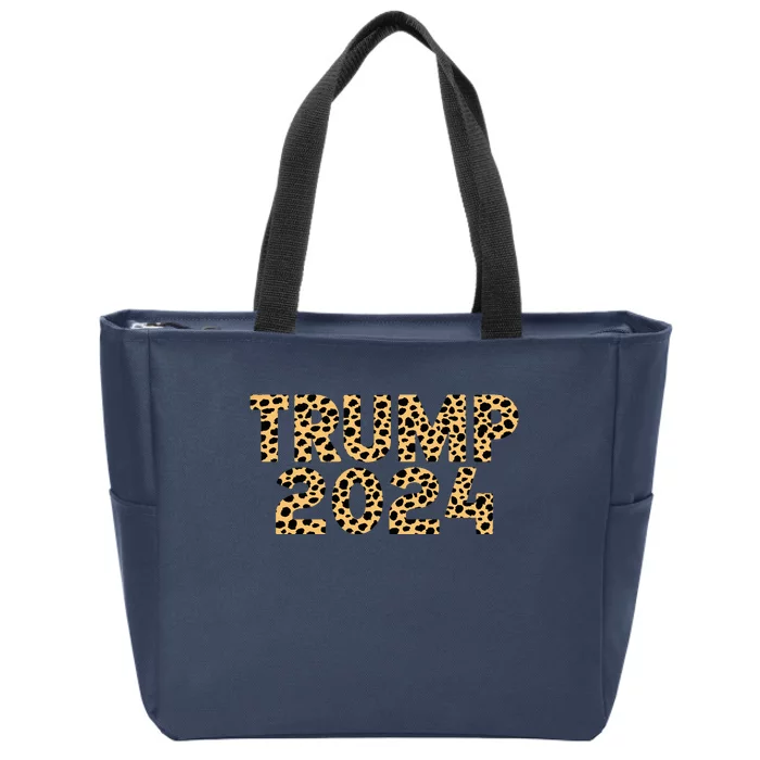 Trump 2024 Leopard Design Zip Tote Bag