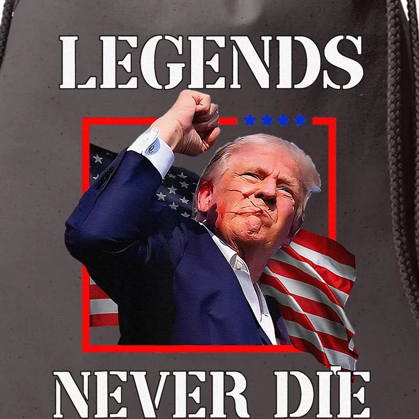 Trump 2024 Legends Never Die Fight Trump Fist Pump Shot Drawstring Bag