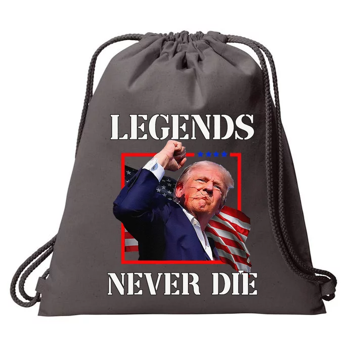 Trump 2024 Legends Never Die Fight Trump Fist Pump Shot Drawstring Bag