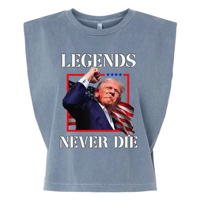 Trump 2024 Legends Never Die Fight Trump Fist Pump Shot Garment-Dyed Women's Muscle Tee