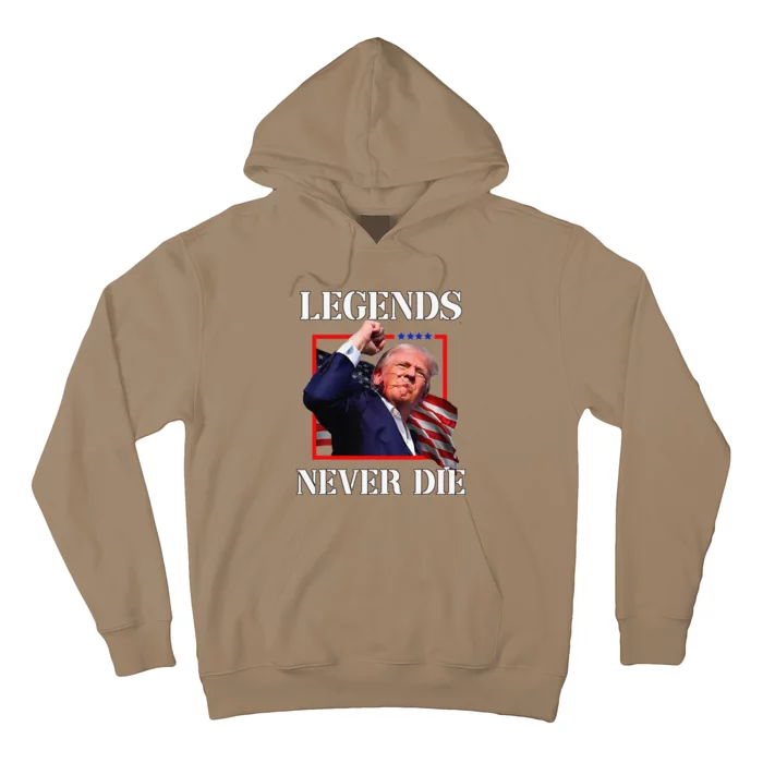 Trump 2024 Legends Never Die Fight Trump Fist Pump Shot Hoodie