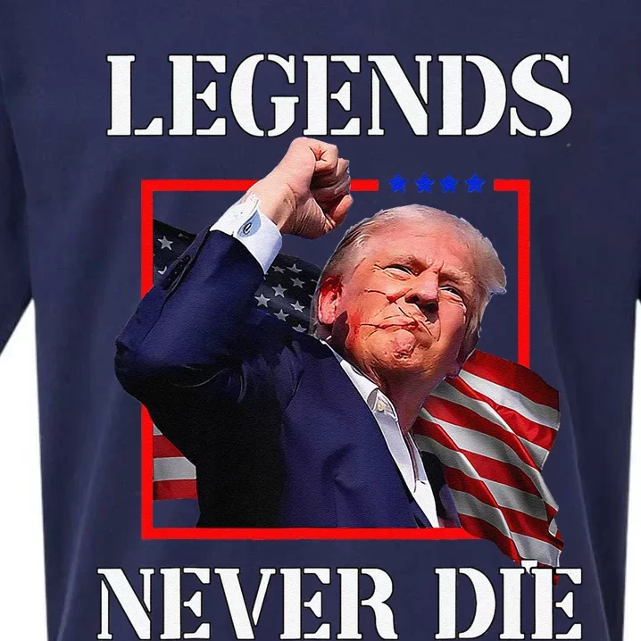 Trump 2024 Legends Never Die Fight Trump Fist Pump Shot Sueded Cloud Jersey T-Shirt