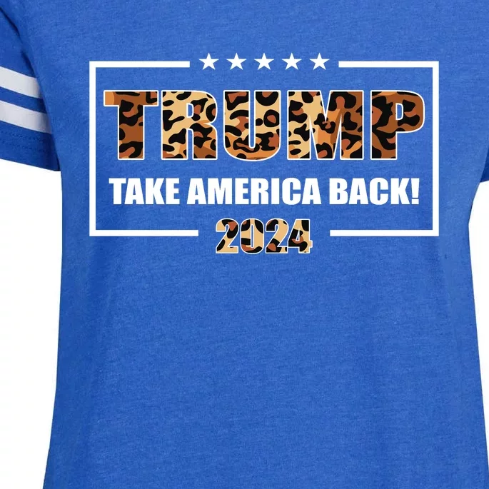 Trump 2024 Leopard | Take America Back Enza Ladies Jersey Football T-Shirt