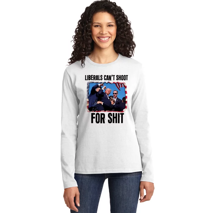 Trump 2024 Liberals Cant Shoot For Shit Ladies Long Sleeve Shirt