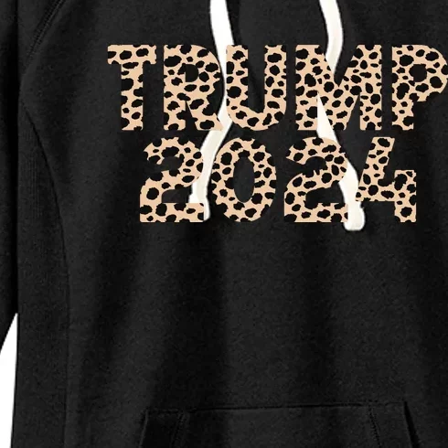 Trump 2024 Leopard Print Support Graphic Women's Fleece Hoodie