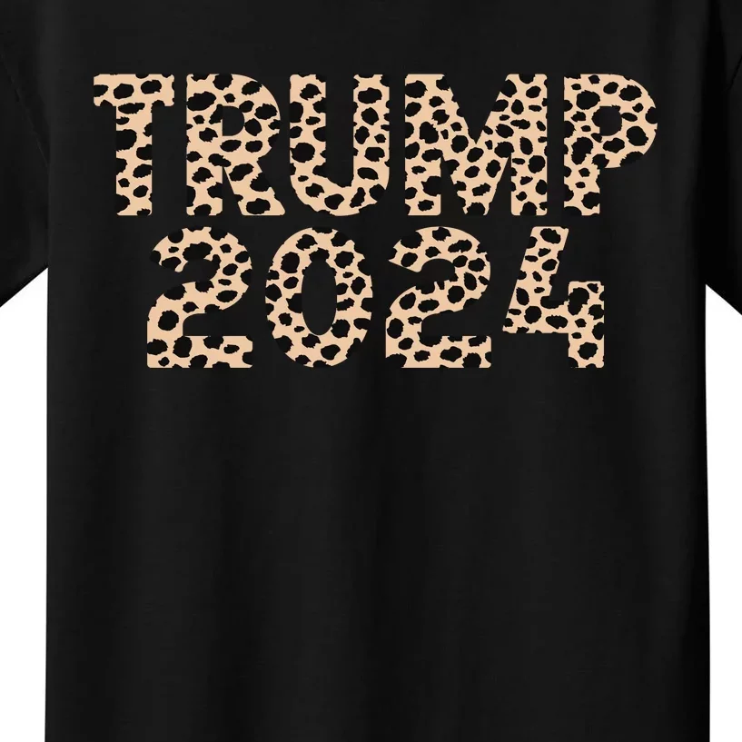 Trump 2024 Leopard Print Support Graphic Kids T-Shirt