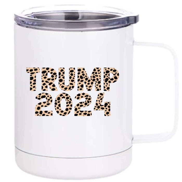 Trump 2024 Leopard Print Support Graphic Front & Back 12oz Stainless Steel Tumbler Cup