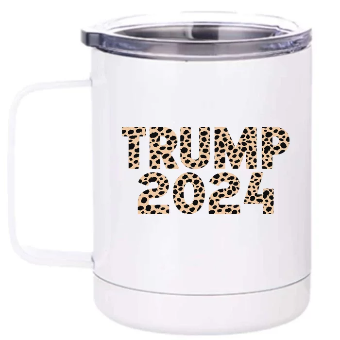 Trump 2024 Leopard Print Support Graphic Front & Back 12oz Stainless Steel Tumbler Cup