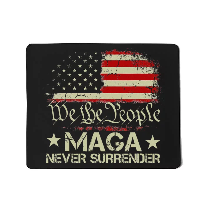 Trump 2024 Maga Never Surrender Us American Flag Gift Mousepad